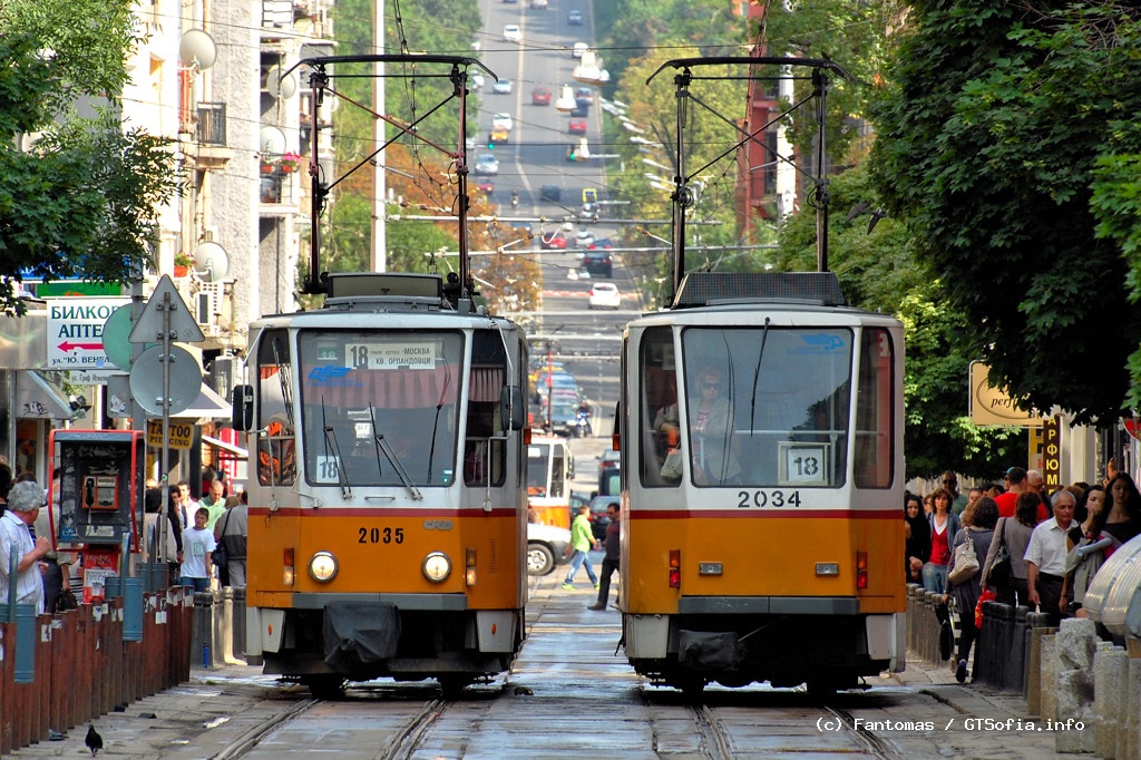 София, Tatra T6A2B № 2035; София, Tatra T6A2B № 2034