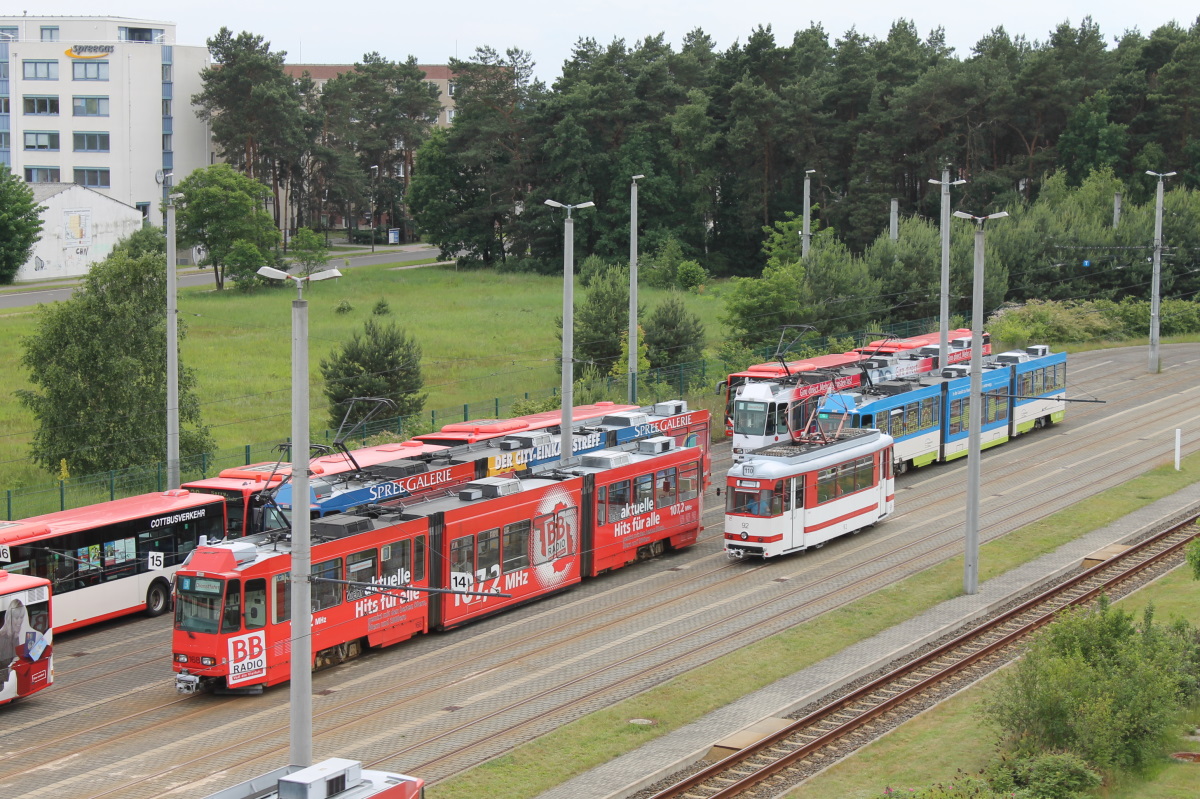 Котбус, Tatra KTNF6 № 168; Котбус, Tatra KTNF6 № 140; Котбус, Tatra KTNF6 № 137; Котбус, Tatra KTNF6 № 133; Котбус, Gotha T57 № 92; Котбус — Юбилей: 110 лет трамваю в Котбусе (15.06.2013)