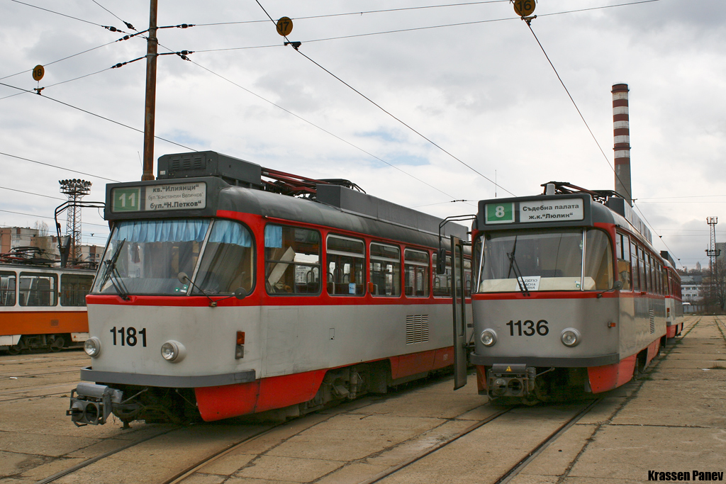 София, Tatra T4DC № 1181; София, Tatra T4DC № 1136