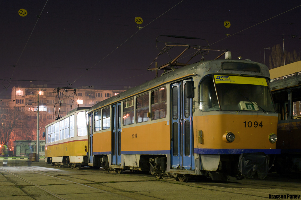 Sofia, Tatra T6A2B č. 2009; Sofia, Tatra T4D č. 1094; Sofia — Save the tram museum exhibit 1094 (Т4D) — 05.04.2013