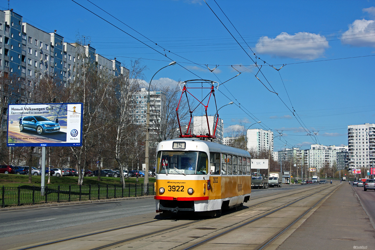 Москва, Tatra T3SU № 3922