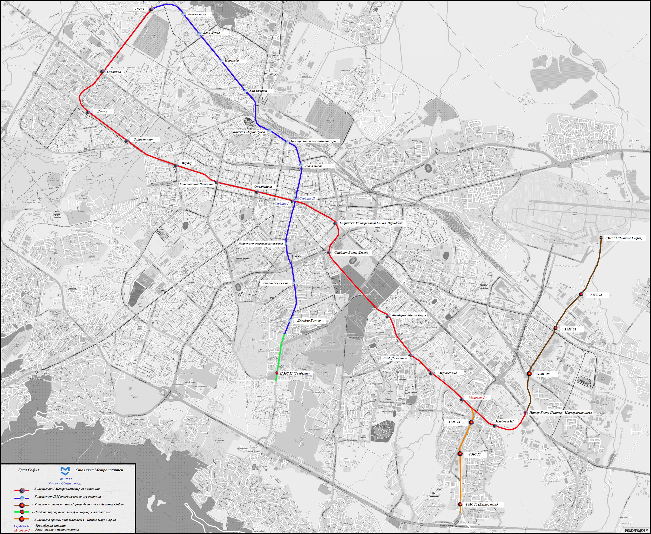 Карты, созданные с использованием OpenStreetMap; София — Общие схемы — Метрополитен