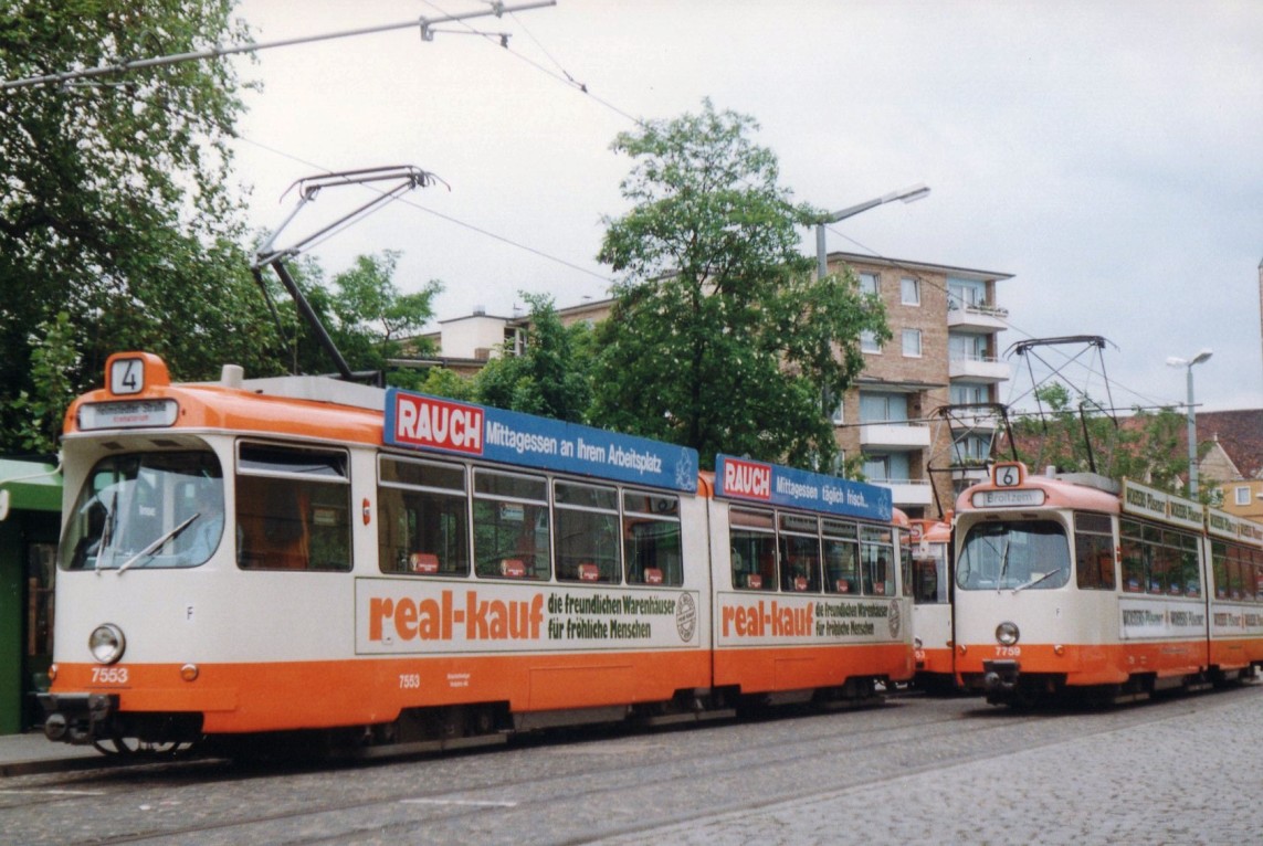 Брауншвейг, Duewag GT6 № 7553; Брауншвейг, LHB GT6 № 7759