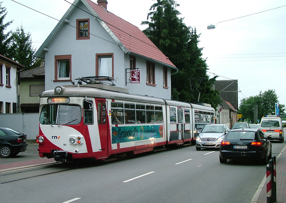 Рейн-Неккар, Duewag GT8 № 82; Рейн-Неккар — Трамвайные линии: движение по системе Straßenbahn-Gegenverkehr