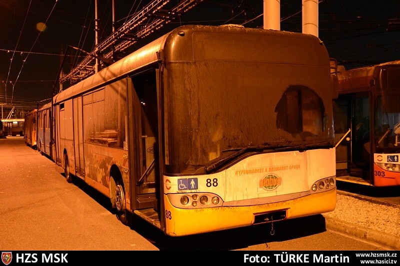 Opava, Solaris Trollino II 12 AC — 88; Opava — Fire at the Kylešovice Depot on 20.10.2013