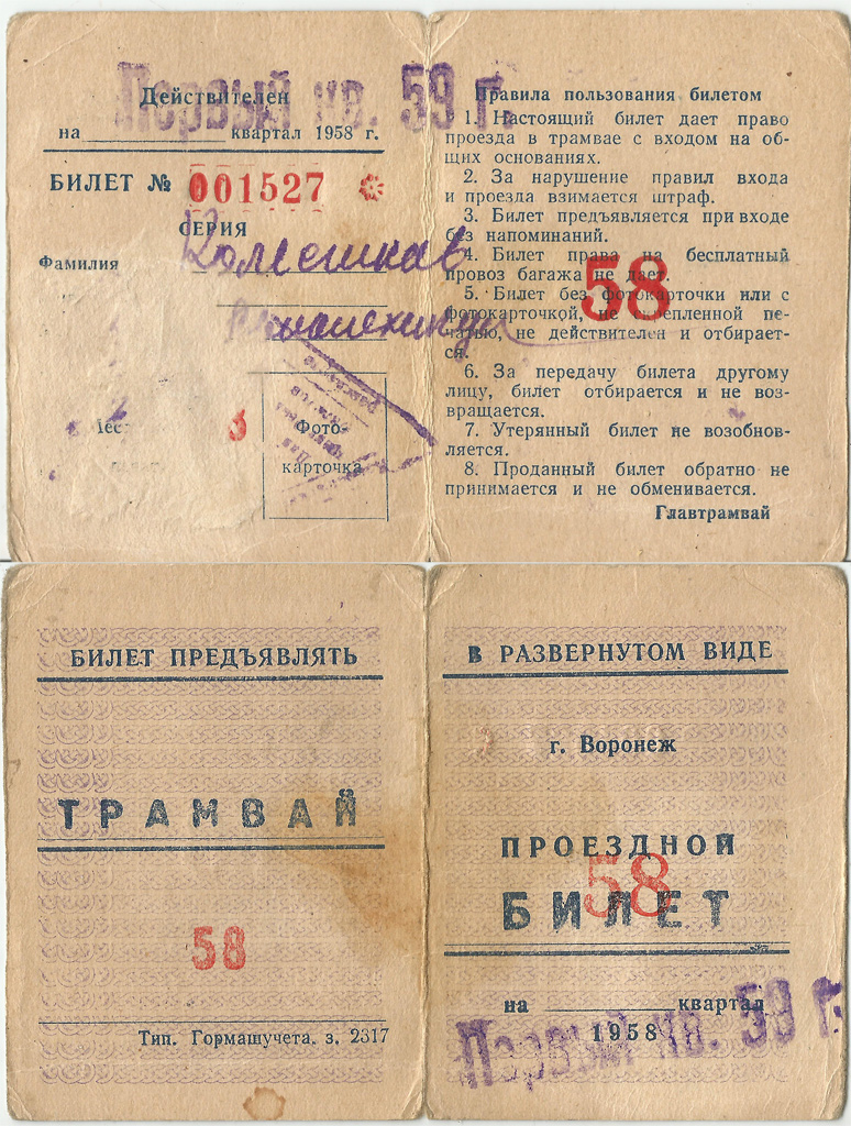 Воронеж — Проездные документы