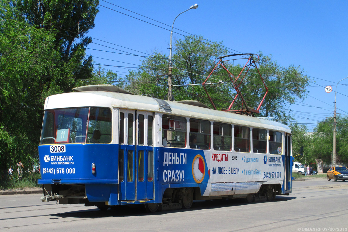 Волгоград, Tatra T3SU (двухдверная) № 3008