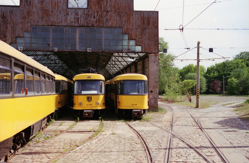 Dresden, Tatra TB4D № 244 003; Dresden, Tatra B4D-MS № 274 012; Dresden — Tram depot Bühlau (closed in 2007)