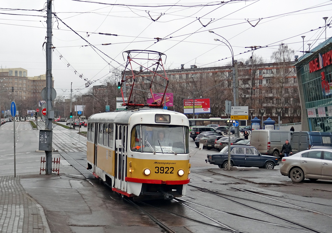 Москва, Tatra T3SU № 3922