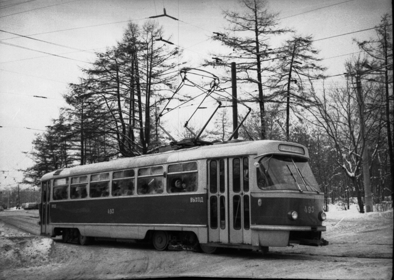 Москва, Tatra T3SU (двухдверная) № 493; Москва — Исторические фотографии — Трамвай и Троллейбус (1946-1991)