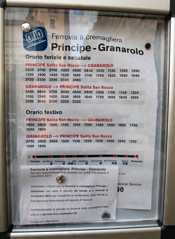 Генуя — Зубчатая железная дорога Principe-Granarolo