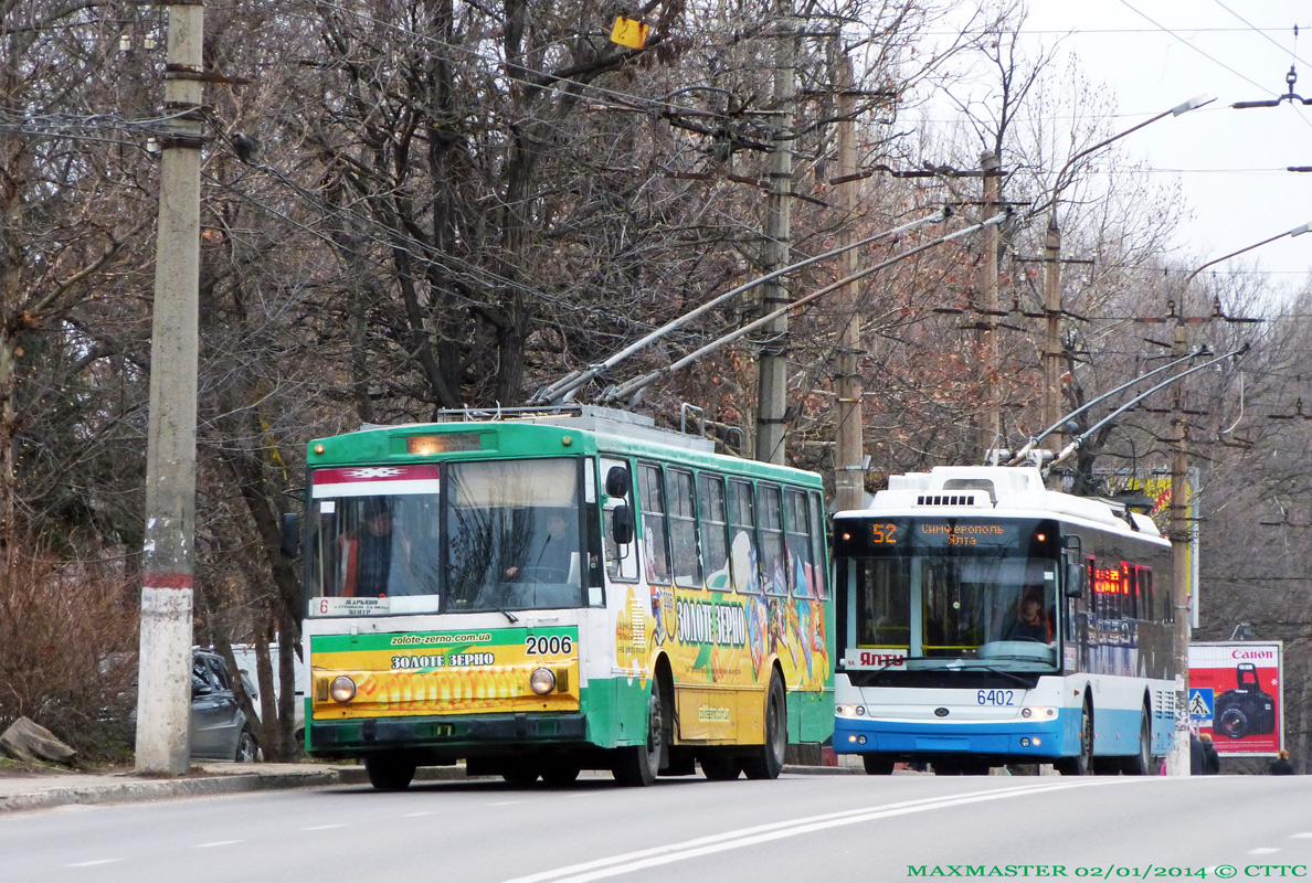 Крымский троллейбус, Škoda 14Tr02/6 № 2006; Крымский троллейбус, Богдан Т70115 № 6402