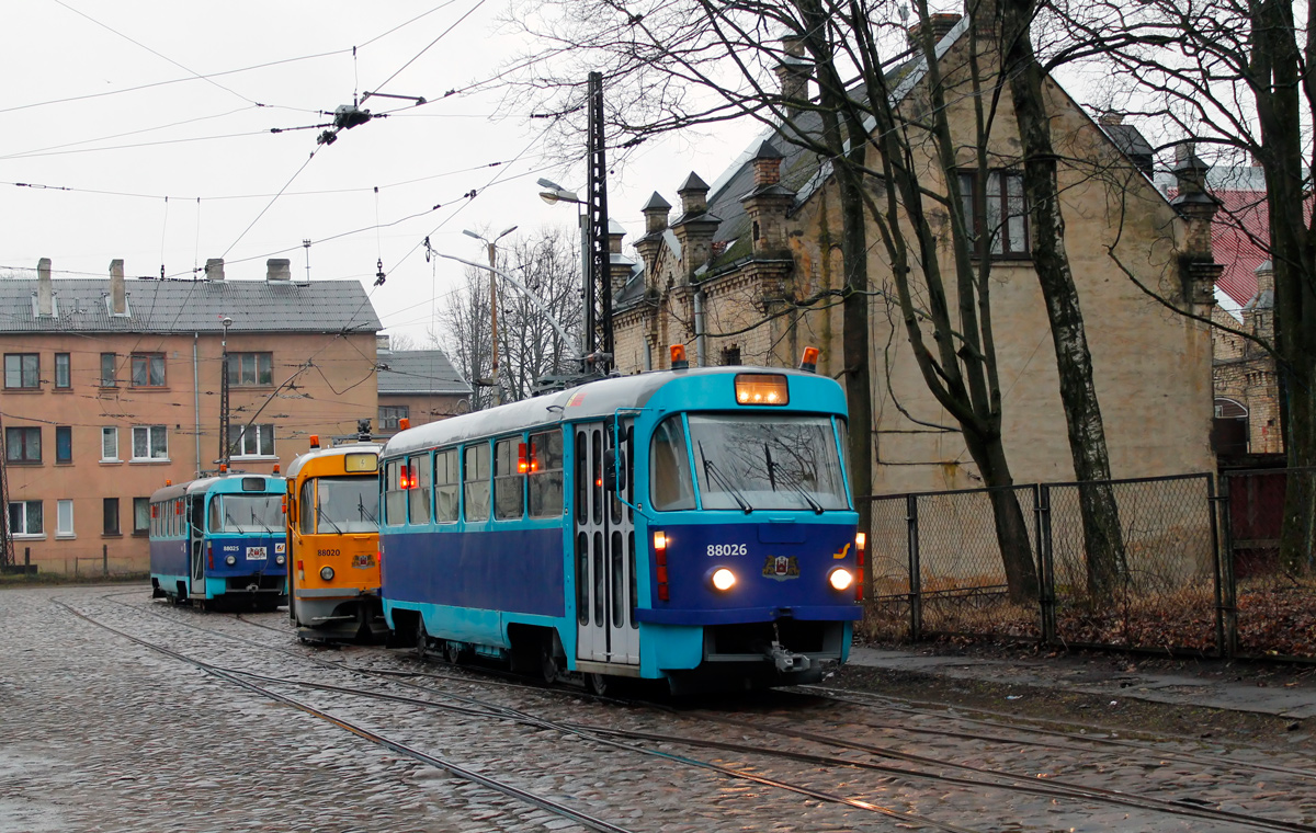 Рига, Tatra T3SU № 88026; Рига, Tatra T3SU № 88025; Рига, Tatra T3SU (двухдверная) № 88020