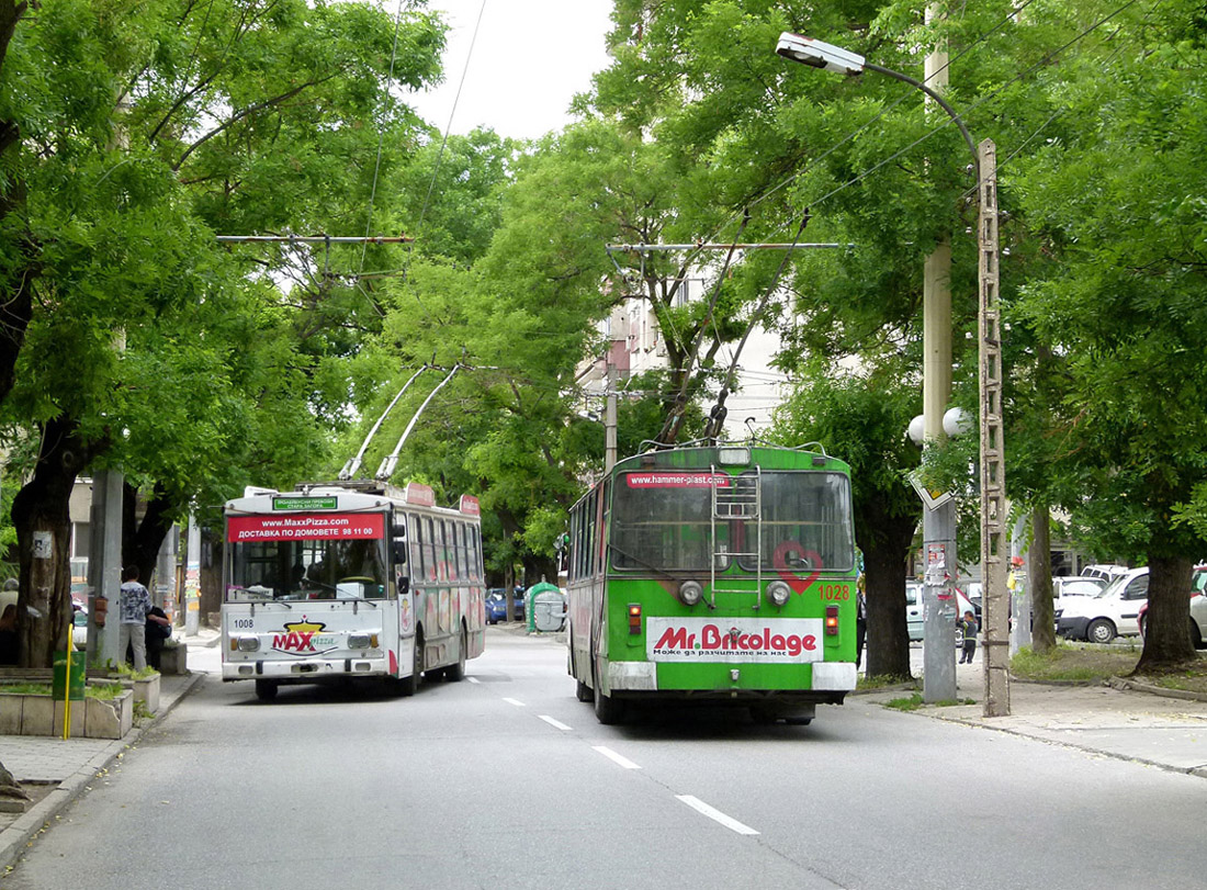 Стара-Загора, Škoda 14Tr06 № 1008; Стара-Загора, ЗиУ-682УП НРБ № 1028