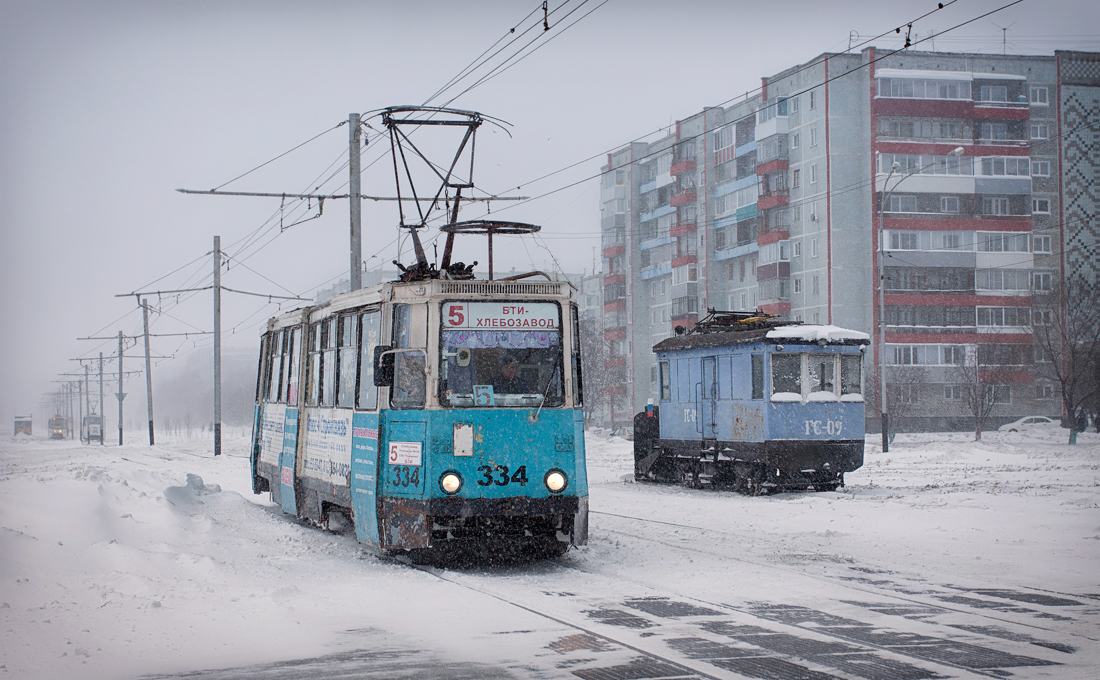 Prokopyevsk, 71-605 (KTM-5M3) č. 334; Prokopyevsk, RGS-2 č. ГС-09