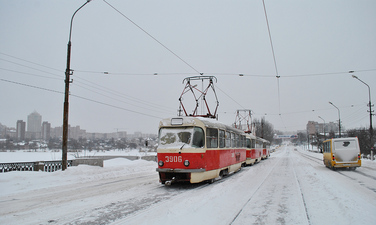 Донецк, Tatra T3SU (двухдверная) № 3906; Донецк — Снегопад-2014