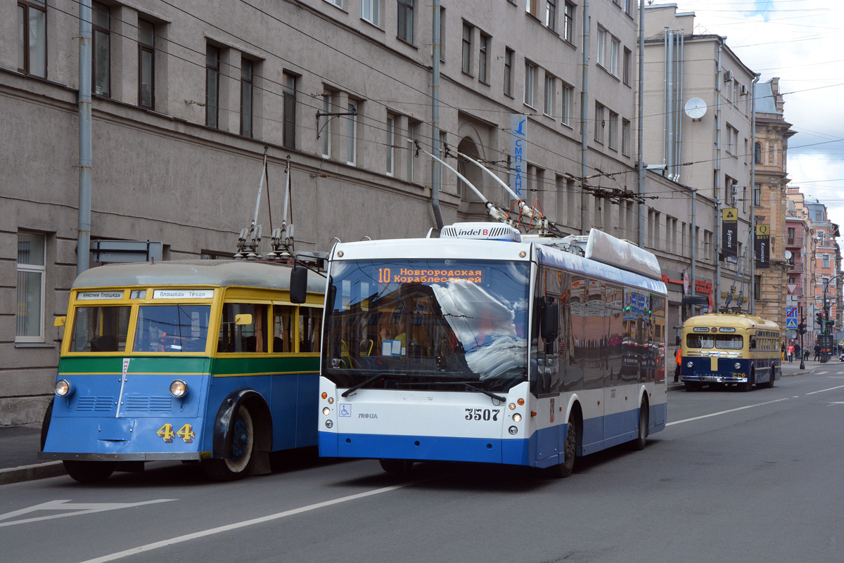 Saint-Petersburg, YaTB-1 # 44; Saint-Petersburg, Trolza-5265.00 “Megapolis” # 3507