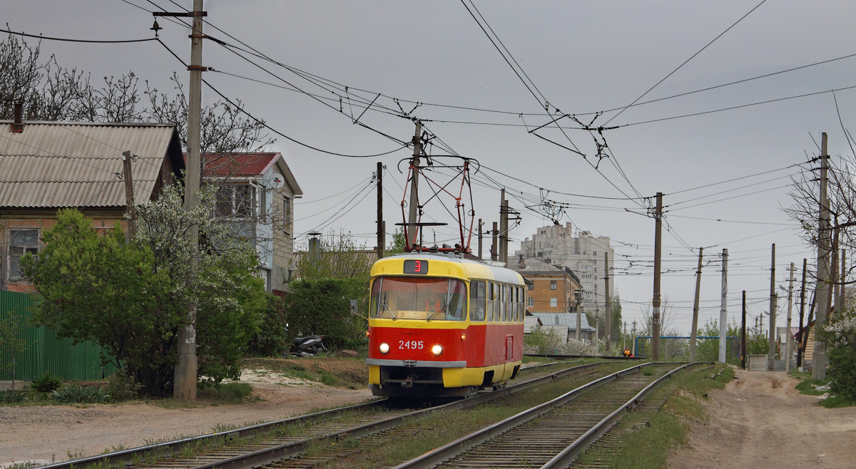 Волгоград, Tatra T3SU (двухдверная) № 2495