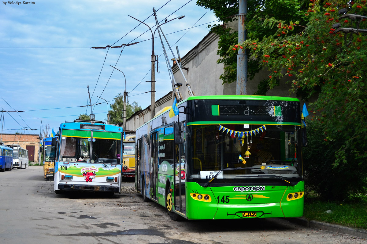 Тернополь, Škoda 14Tr02/6 № 108; Тернополь, ЛАЗ E183D1 № 145