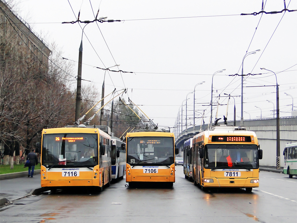 Москва, Тролза-5265.00 «Мегаполис» № 7116; Москва, Тролза-5265.00 «Мегаполис» № 7106; Москва, БКМ 321 № 7811