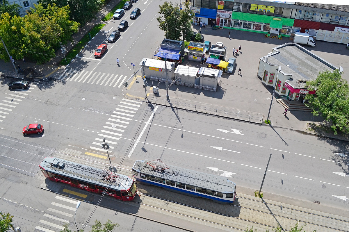 Москва, 71-619КТ № 4293; Москва, 71-608КМ № 5201; Москва — Виды с высоты; Москва — Трамвайные линии: ВАО