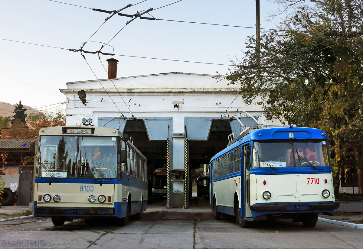 Крымский троллейбус, Škoda 14Tr89/6 № 8100; Крымский троллейбус, Škoda 9TrH27 № 7710