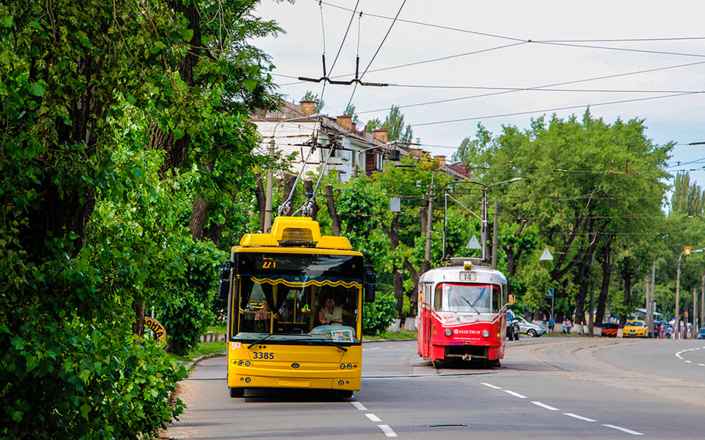 Kijiva, Bogdan T70110 № 3385; Kijiva, Tatra T3SU № 6014