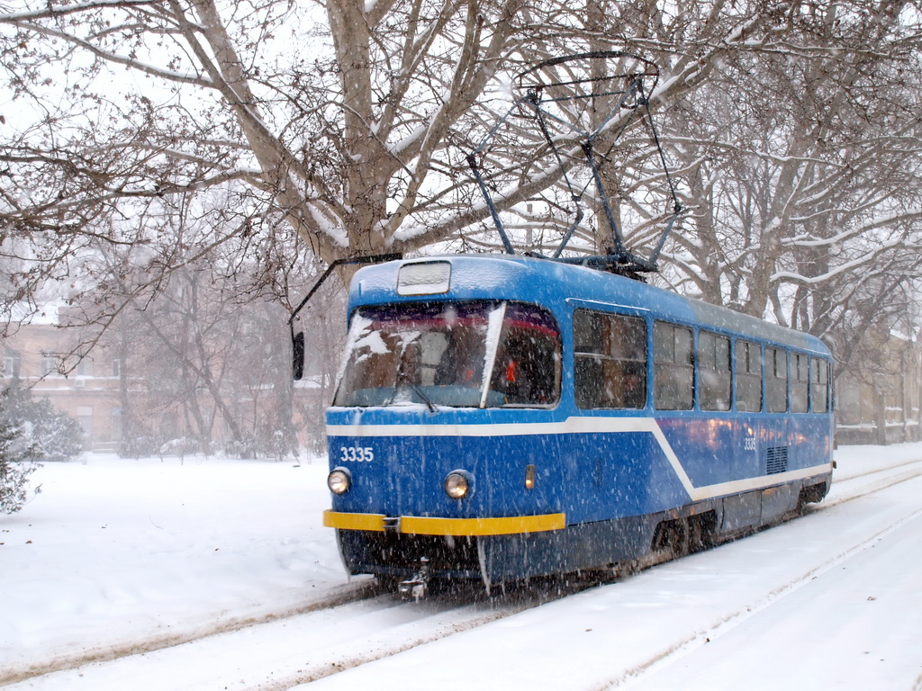 Odesa, Tatra T3R.P č. 3335; Odesa — 27.12–30.12.2014 — Snowfall and Its Aftermath