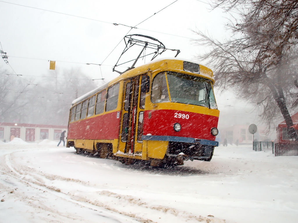 Odessa, Tatra T3SU (2-door) Nr 2990; Odessa — 27.12–30.12.2014 — Snowfall and Its Aftermath