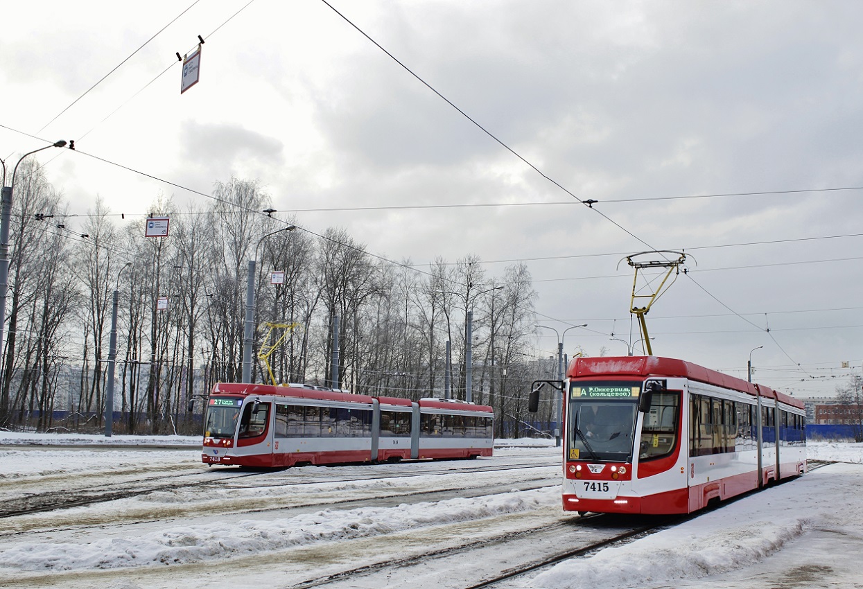 Санкт-Петербург, 71-631 № 7418; Санкт-Петербург, 71-631 № 7415; Санкт-Петербург — Конечные станции и разворотные кольца
