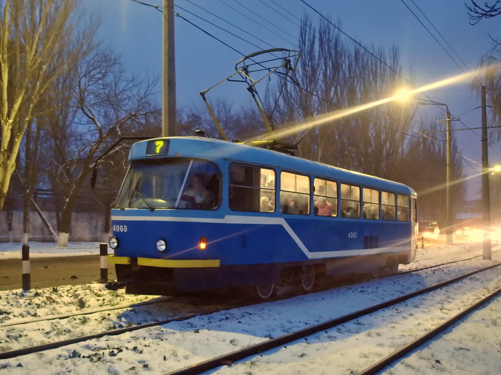 Odesa, Tatra T3R.P č. 4060; Odesa — 15.12.2009 — Snowfall and Its Aftermath