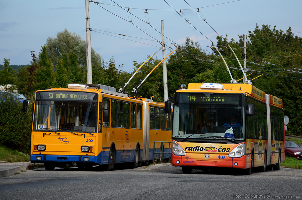 Злин, Škoda 15Tr13/6M № 362; Злин, Škoda 25Tr Irisbus Citelis № 406