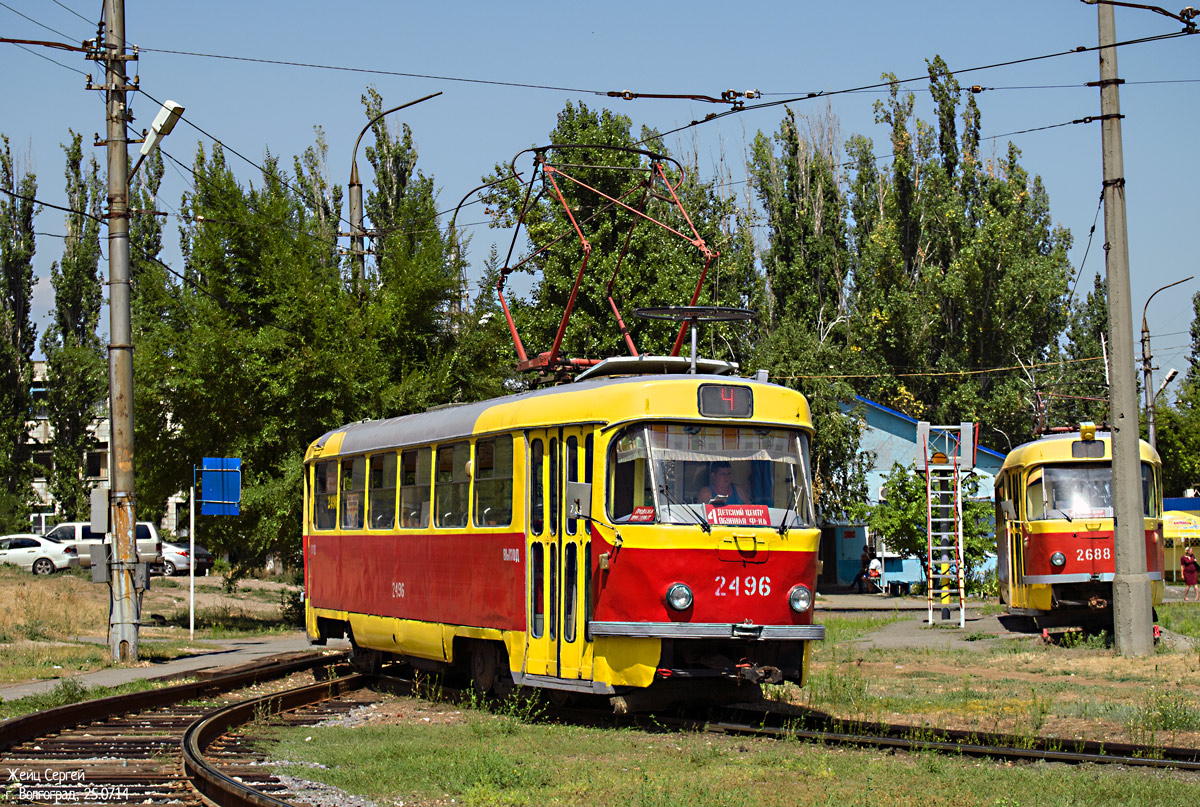 Волгоград, Tatra T3SU (двухдверная) № 2496