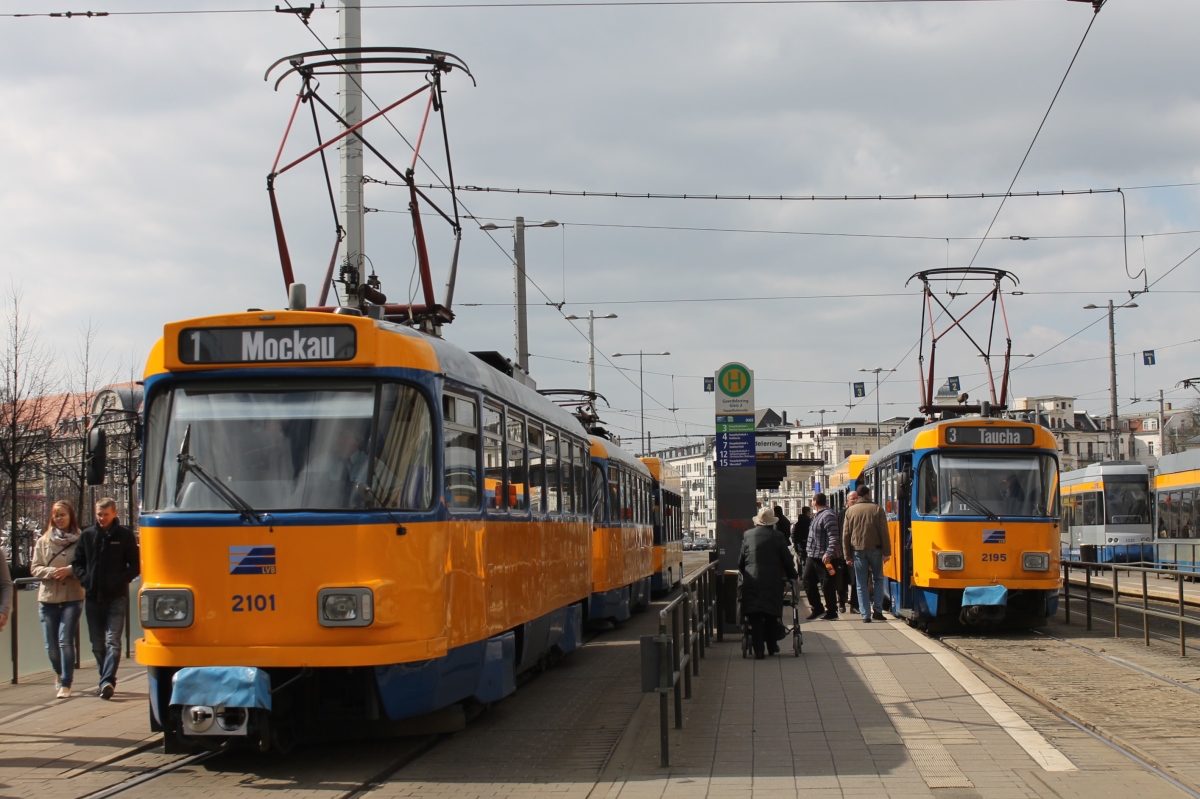 Лейпциг, Tatra T4D-M1 № 2101; Лейпциг, Tatra T4D-M1 № 2195