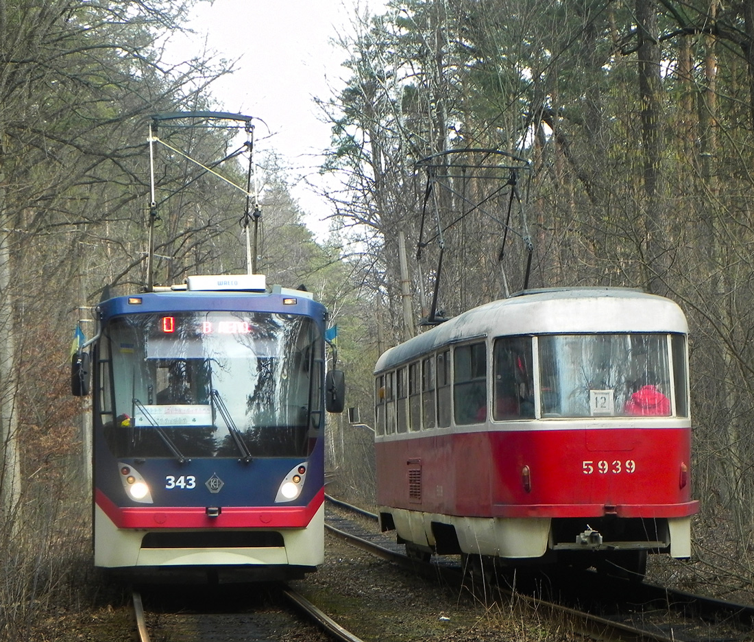 Kyiv, K1M № 343; Kyiv, Tatra T3SU № 5939