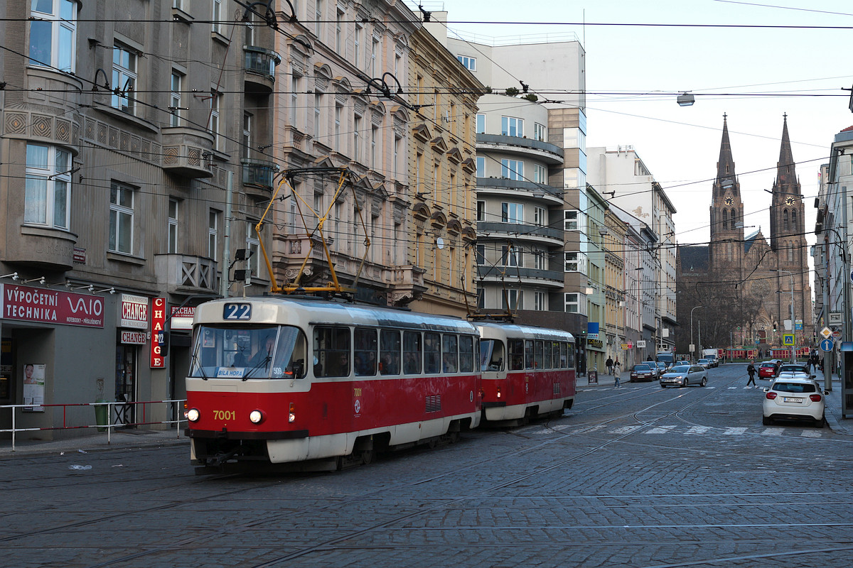 Praha, Tatra T3SU # 7001; Praha, Tatra T3SU # 7002