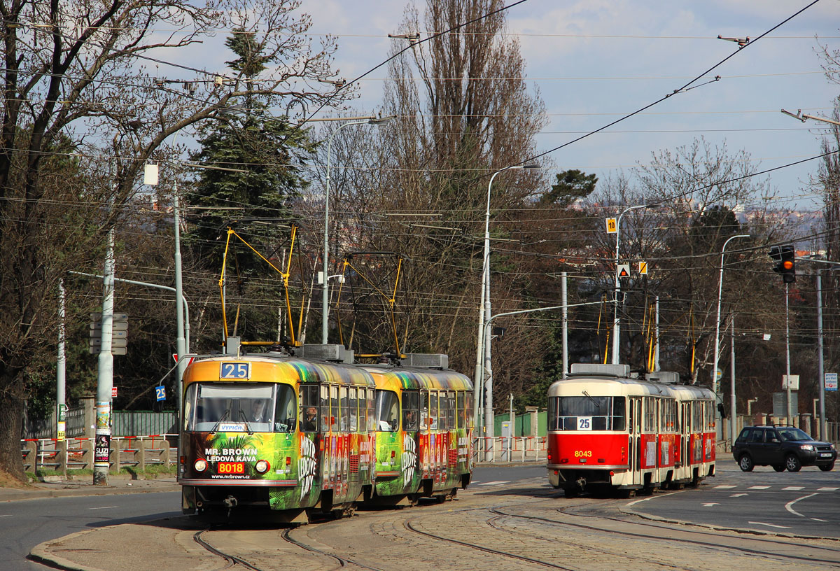 Прага, Tatra T3M № 8018; Прага, Tatra T3M № 8043