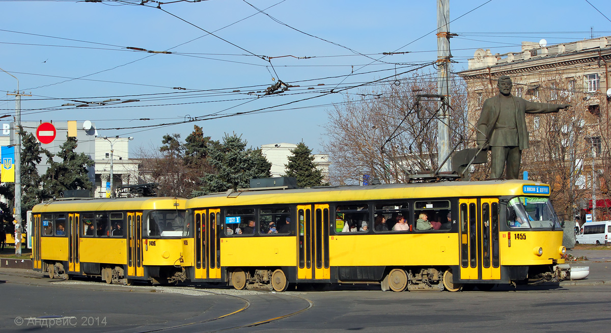 Днепр, Tatra TB4D № 1456; Днепр, Tatra T4D-MT № 1455