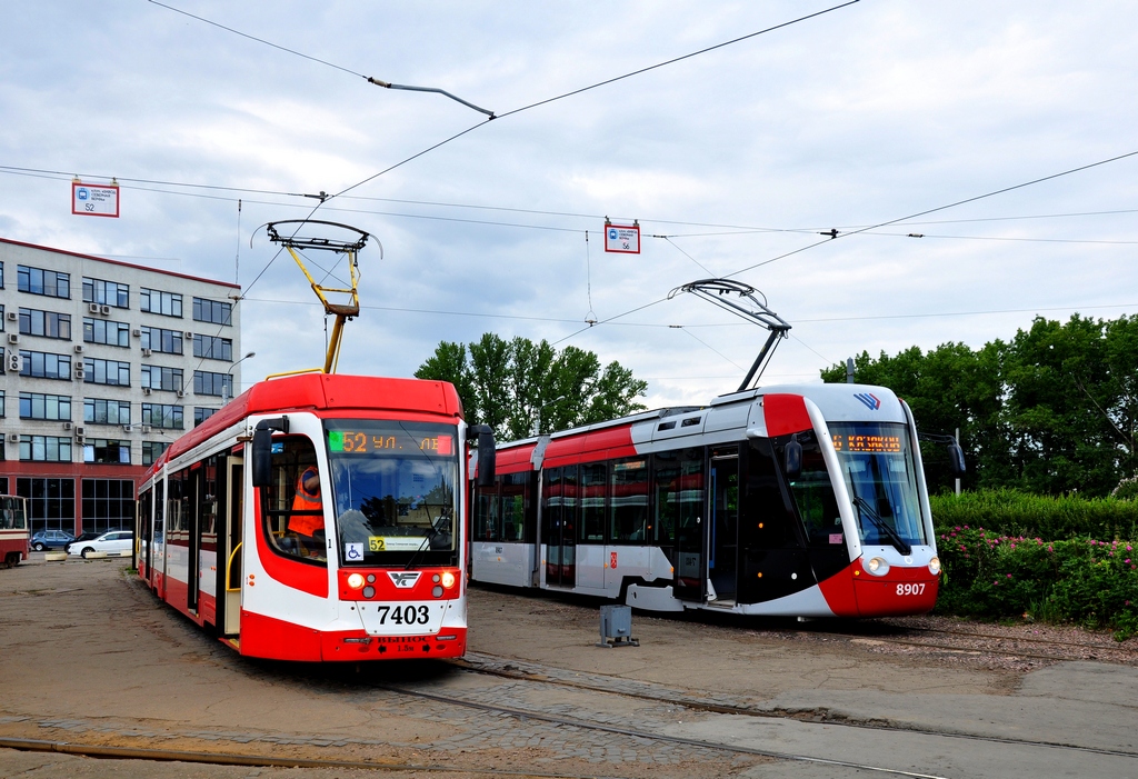 Санкт-Петербург, 71-631-02 № 7403; Санкт-Петербург, 71-801 (Alstom Citadis 301 CIS) № 8907