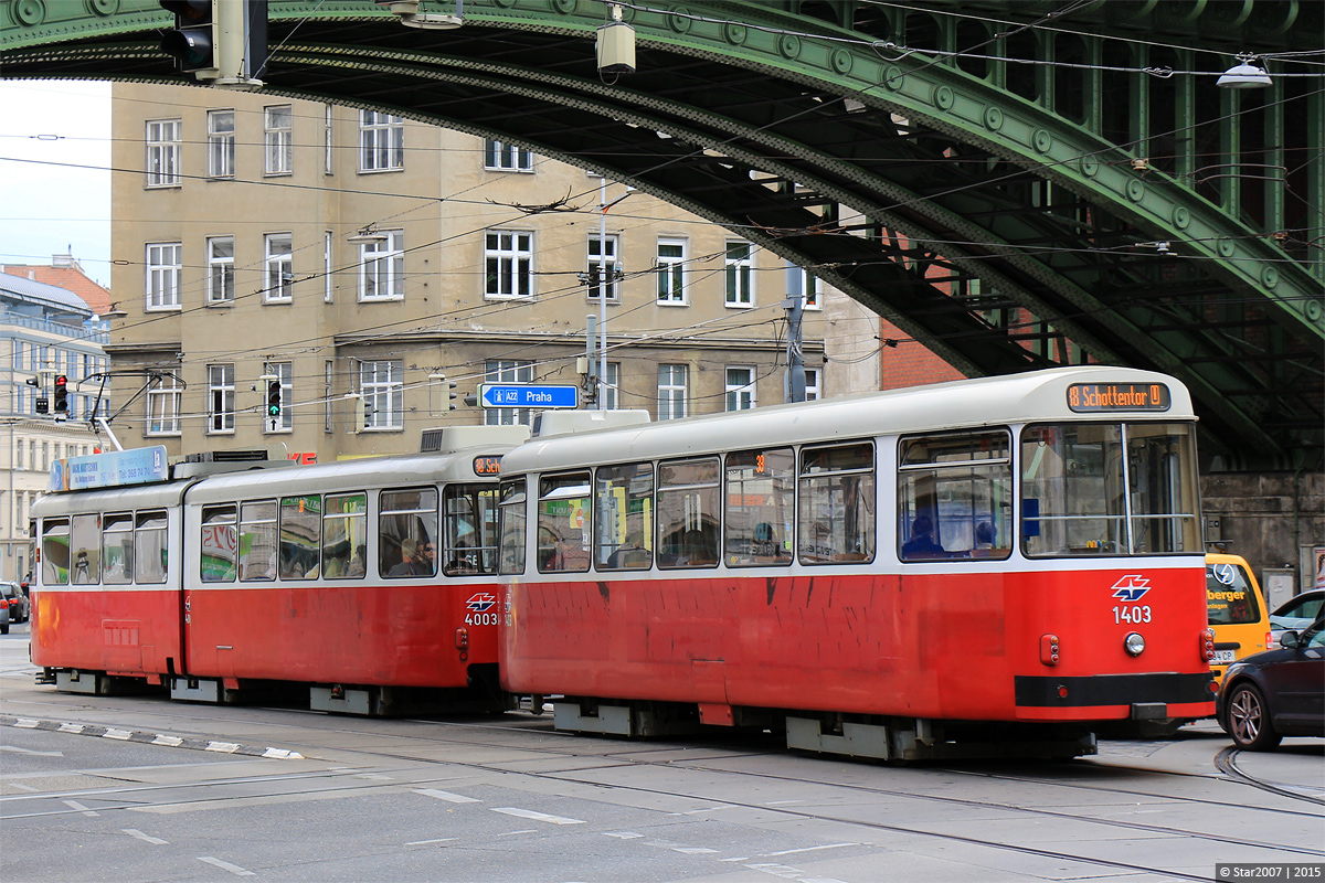 Вена, SGP Type E2 № 4003; Вена, Bombardier Type c5 № 1403