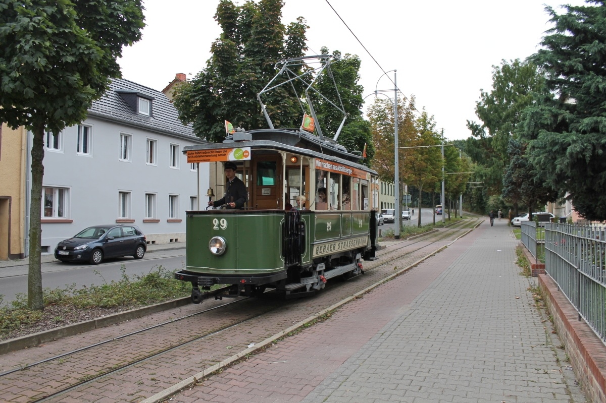 Гера, Двухосный моторный MAN/AEG № 29; Наумбург — Вагоны из других городов; Наумбург — Юбилей: 120 лет Наумбургскому трамваю (15.09.2012)