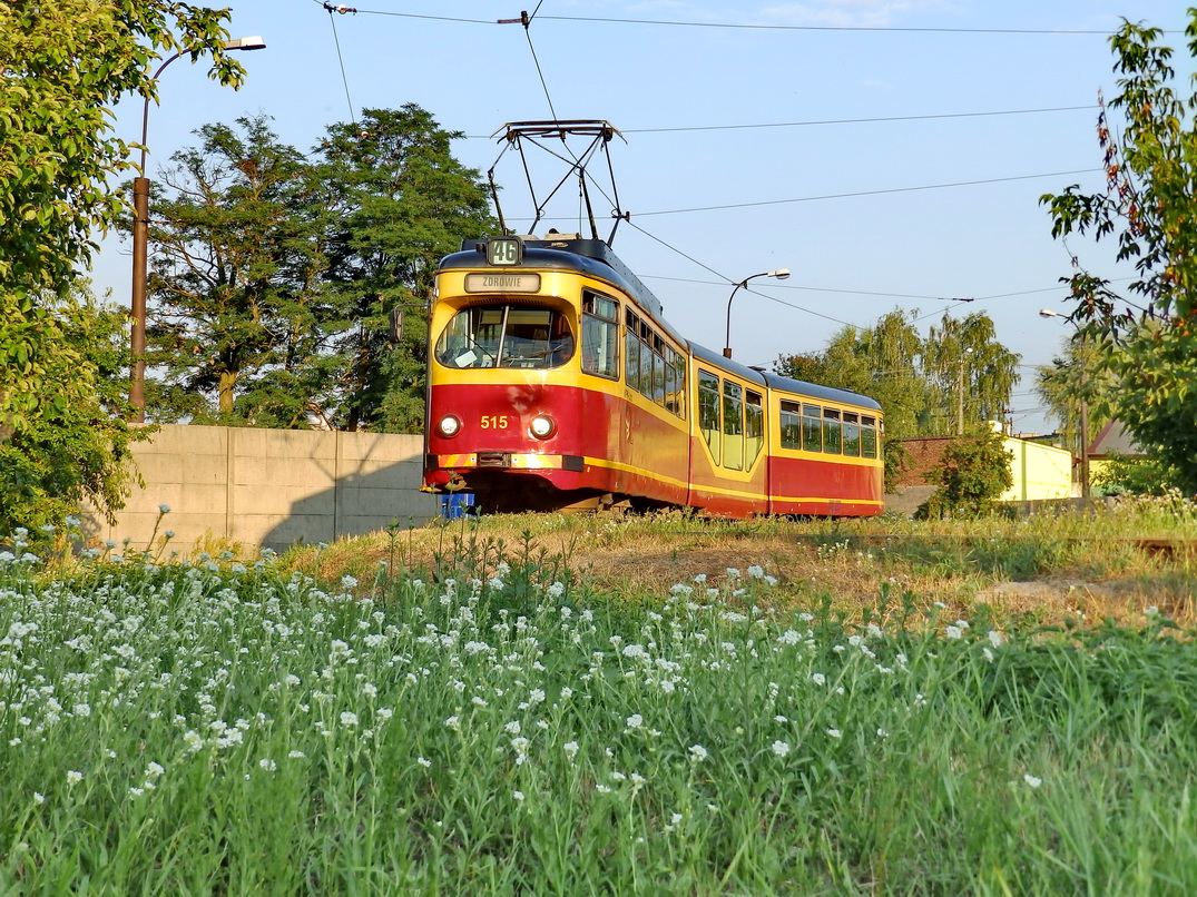 Лодзь, Duewag GT8NF № 515; Лодзь — Конечные станции и разворотные кольца; Лодзь — Пригородные трамваи — Озоркув