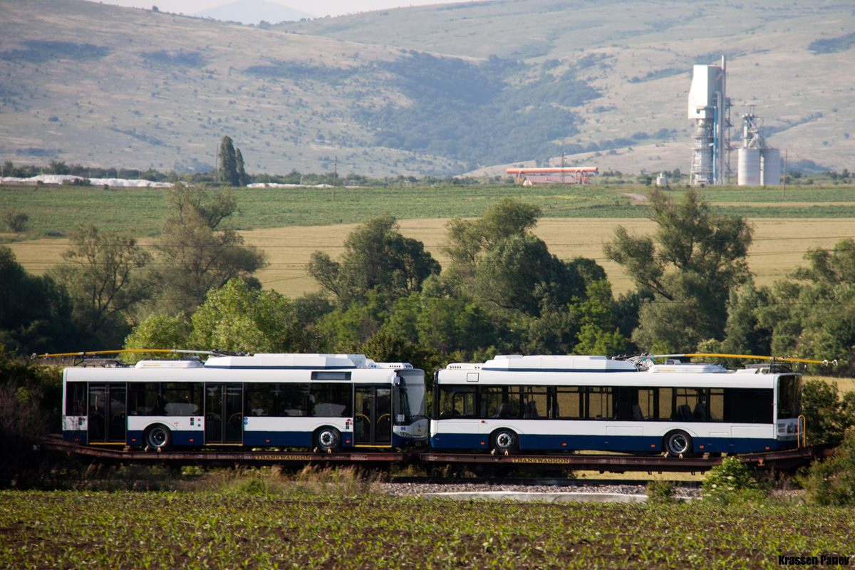 Бургас, Škoda 26Tr Solaris III № 13339; Бургас, Škoda 26Tr Solaris III № 13340; Бургас — Доставка на новите тролейбуси Škoda 26Tr Solaris • Прибытие новых троллейбусов Škoda 26Tr Solaris — 2014