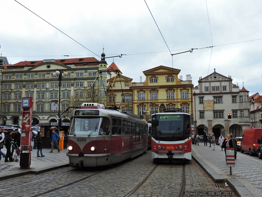 Prague, Tatra T3R.PLF № 8283; Prague, Tatra KT8D5R.N2P № 9078