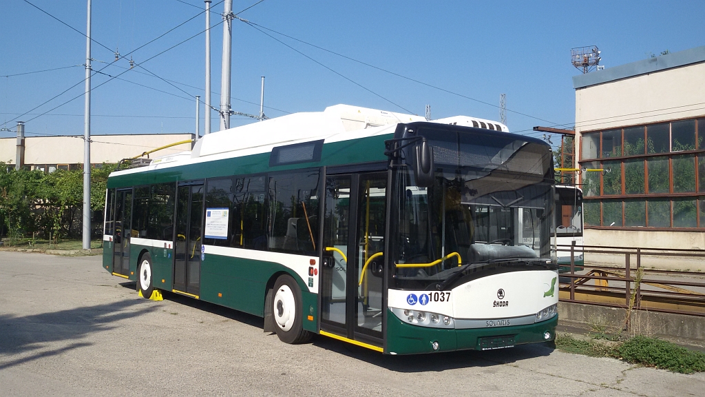 Стара-Загора, Škoda 26Tr Solaris III № 1037; Стара-Загора — Доставка на новите тролейбуси Škoda 26Tr Solaris • Прибытие новых троллейбусов Škoda 26Tr Solaris — 07 — 11.2014