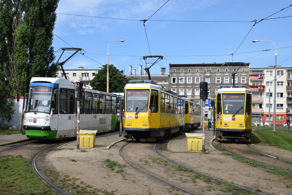 Щецин, Konstal 105N2k/2000 № 788; Щецин, Tatra T6A2M № 249; Щецин, Tatra T6A2M № 213