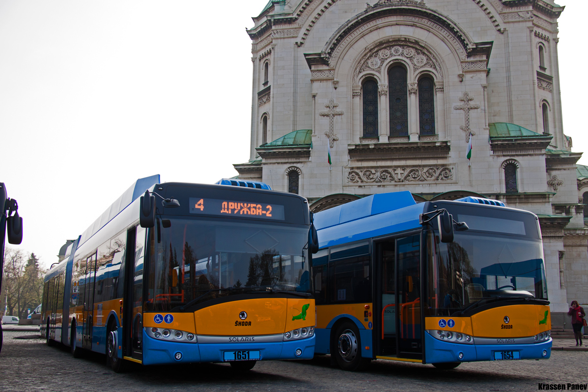 Szófia, Škoda 27Tr Solaris III — 1651; Szófia, Škoda 27Tr Solaris III — 1654; Szófia — Official Launch of the new trolleybuses Škoda 27Tr — 04.04.2014
