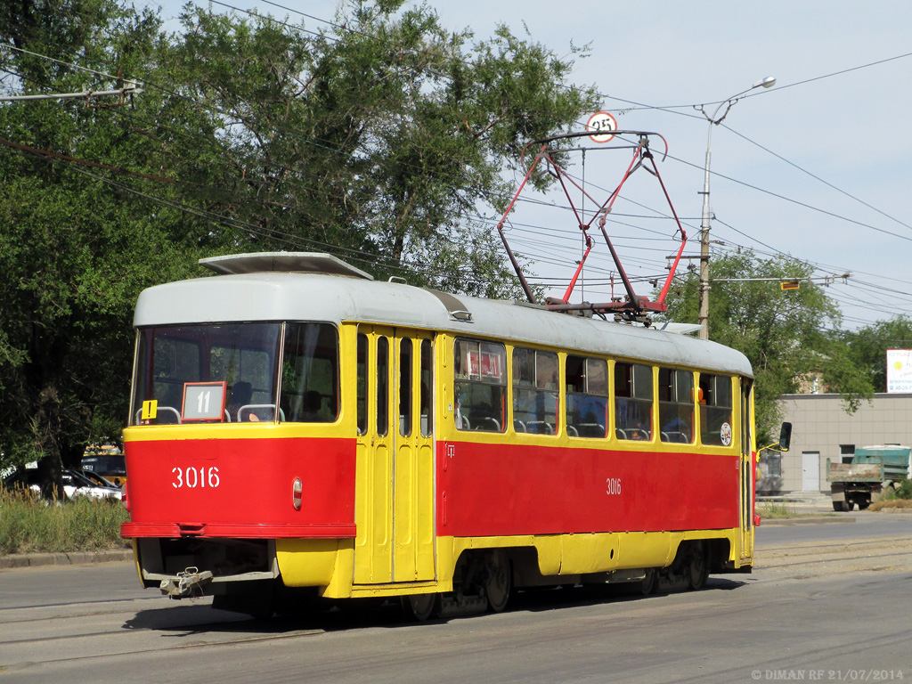 Волгоград, Tatra T3SU (двухдверная) № 3016