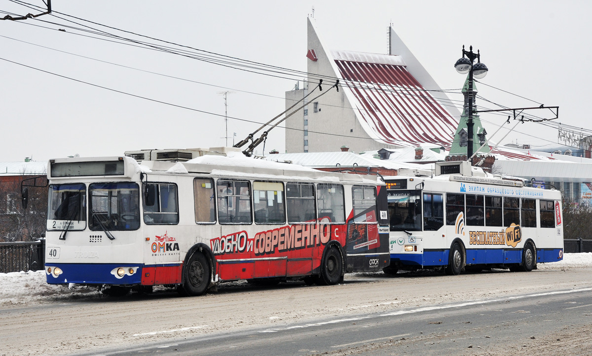 Омск, ЗиУ-682Г-016.02 № 40; Омск, Тролза-5275.03 «Оптима» № 52