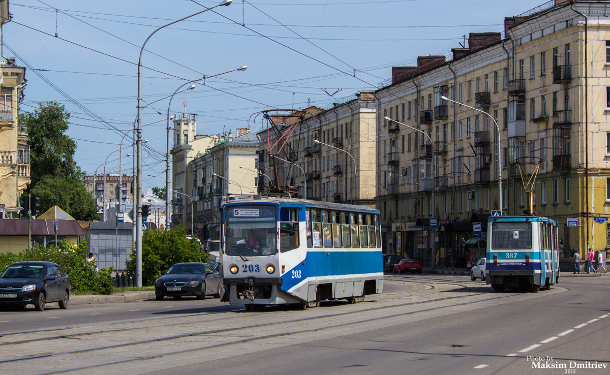 Новокузнецк, 71-608КМ № 203; Новокузнецк, 71-605 (КТМ-5М3) № 387